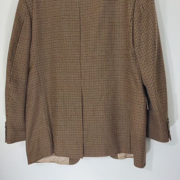 Lauren Ralph Lauren 100% Lambswool Hounds tooth Tan Jacket, Size 43L - Picture 7 of 15